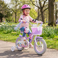 12 Inch Kids Bike Adjustable with Basket and Streamers Purple - Princess of the Sea Theme