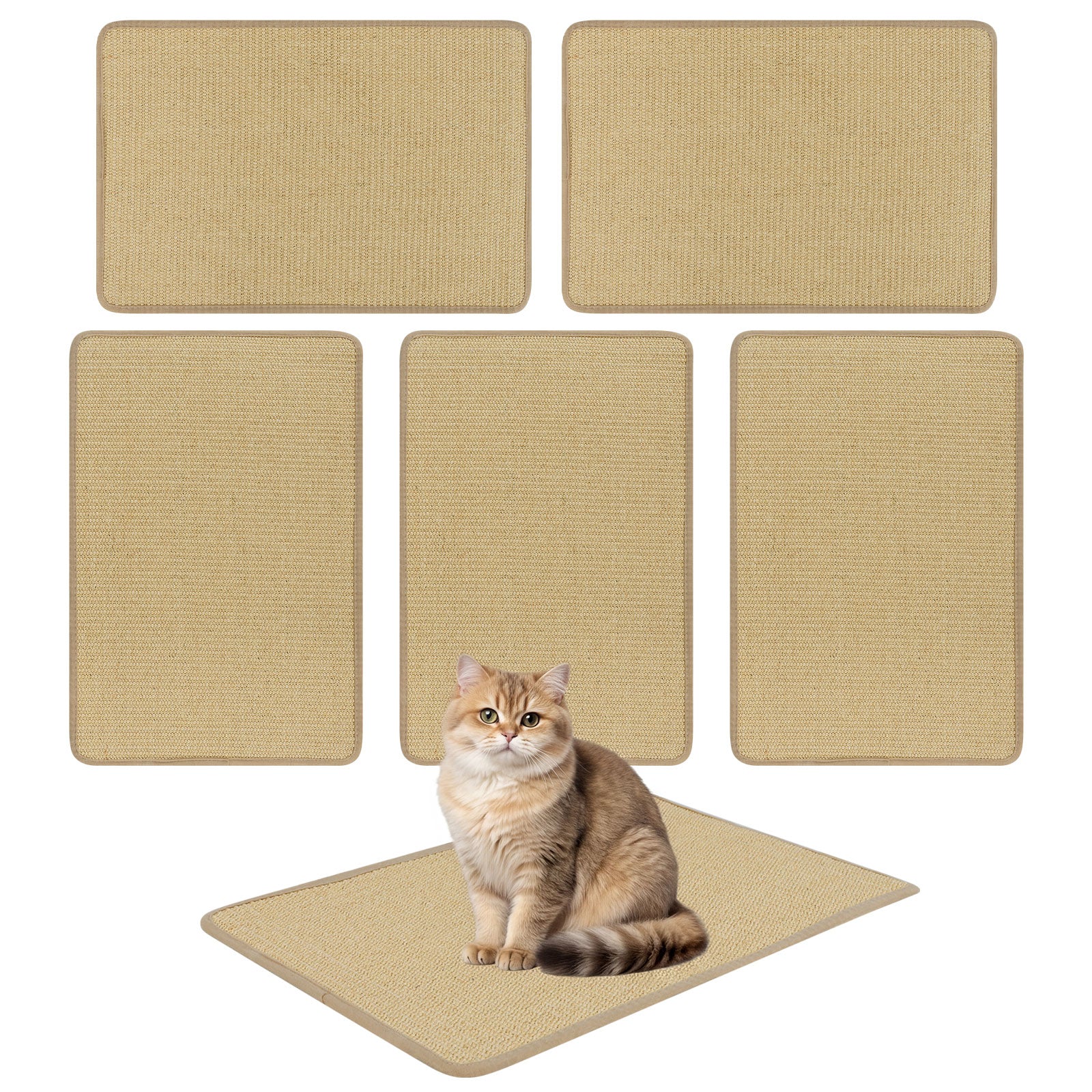 12 Pieces Cat Scratcher Mat Set 24  x 16 Inch Natural Sisal Pads