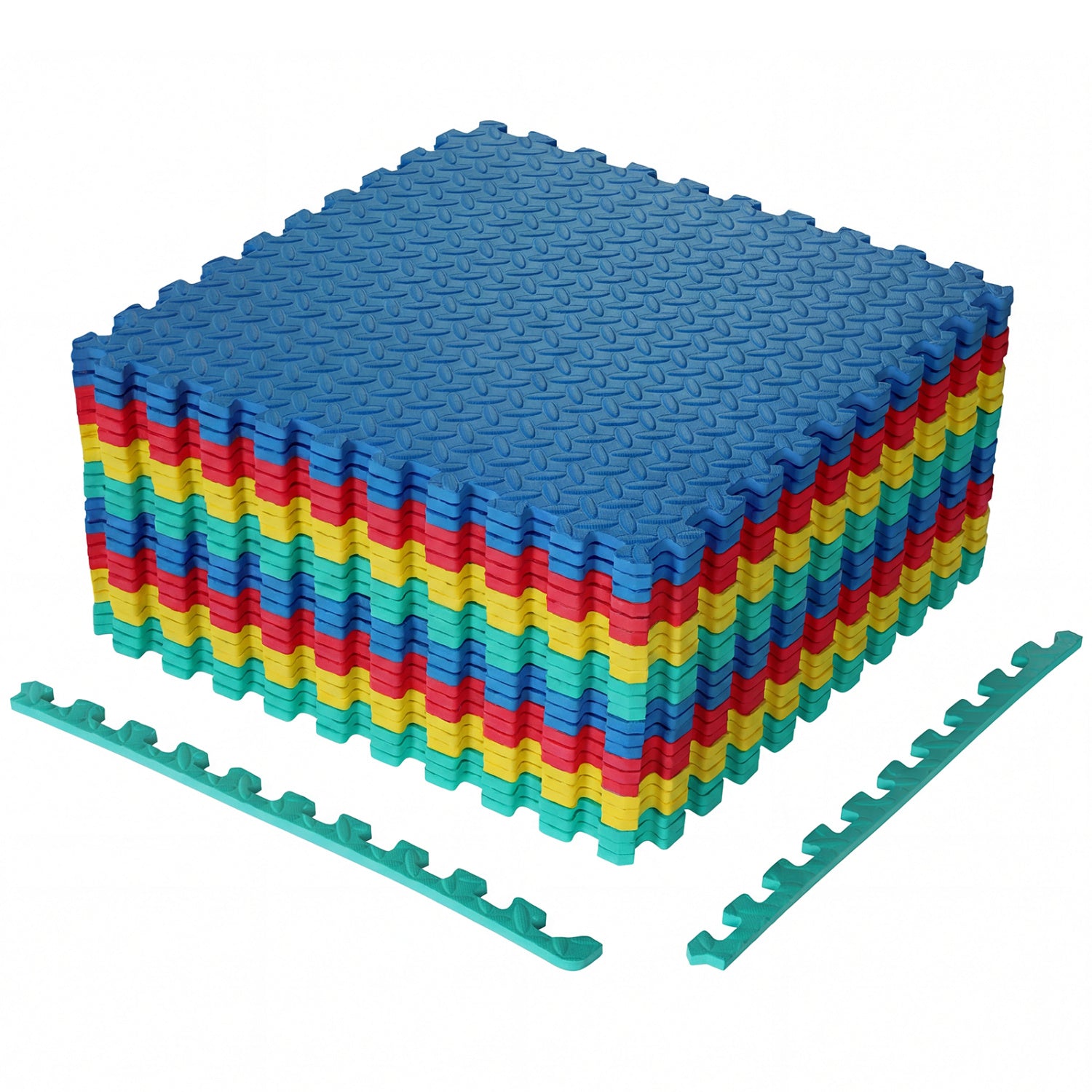 12 Pieces Puzzle Interlocking Flooring Mat with Anti-slip and Waterproof Surface-Multicolor