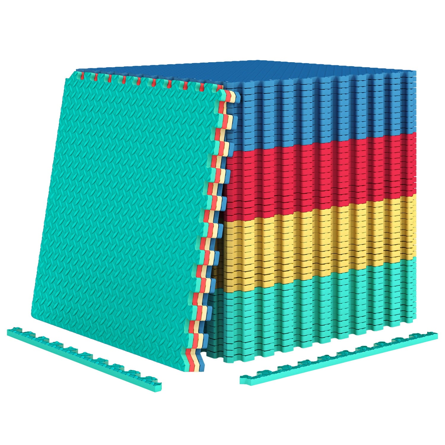12 Pieces Puzzle Interlocking Flooring Mat with Anti-slip and Waterproof Surface-Multicolor