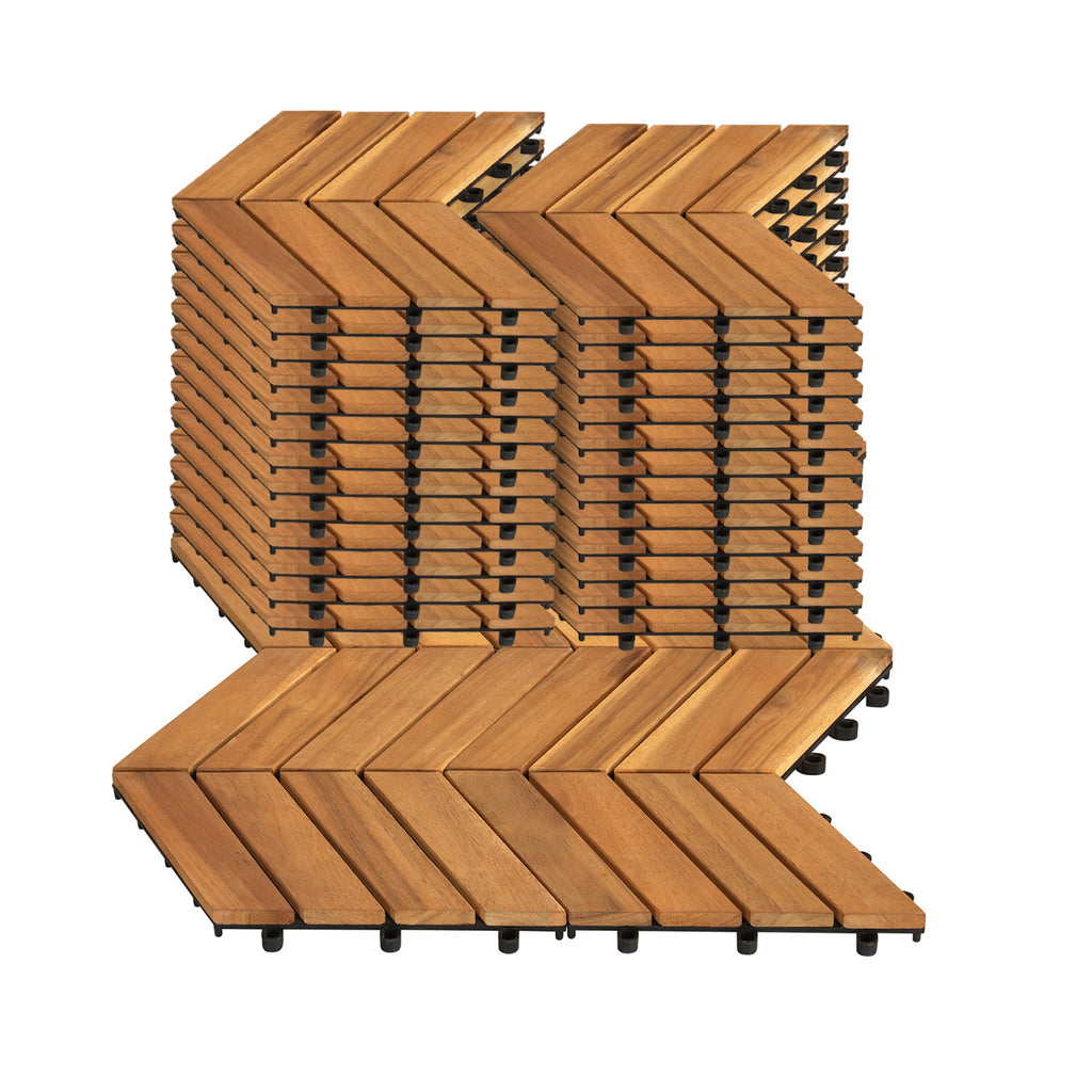 12 x 12 Inch 30 Pieces Acacia Wood Interlocking Deck Tiles- Natural