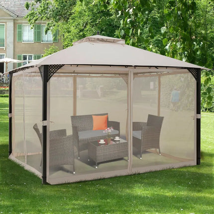 12cm™ x 10cm™Outdoor Double Top Patio Gazebo-Beige - Beige - Gazebos