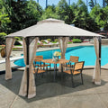 12cm™ x 10cm™Outdoor Double Top Patio Gazebo-Beige - Beige - Gazebos