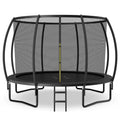 12FT ASTM Approved Recreational Trampoline with Ladder-Black - Black - Trampolines