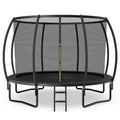 12FT ASTM Approved Recreational Trampoline with Ladder-Black - Black - Trampolines