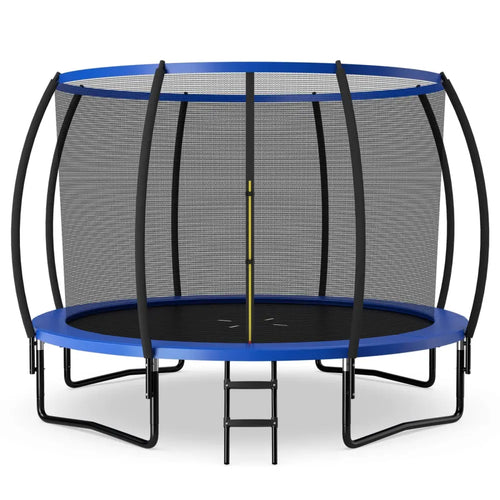 12FT ASTM Approved Recreational Trampoline with Ladder-Blue - Blue - Trampolines
