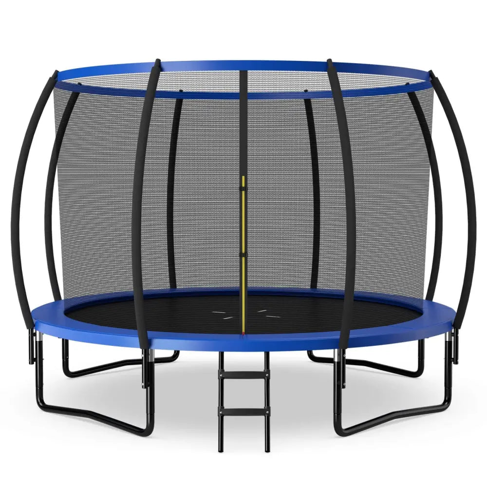 12FT ASTM Approved Recreational Trampoline with Ladder-Blue - Blue - Trampolines