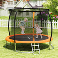 12FT Outdoor Trampoline Heavy-Duty Recreational Trampoline with Safety Enclosure Net-Orange - Orange - Trampolines