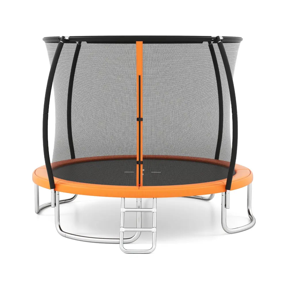 12FT Outdoor Trampoline Heavy-Duty Recreational Trampoline with Safety Enclosure Net-Orange - Orange - Trampolines