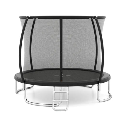 12FT Outdoor Trampoline Heavy-Duty Recreational Trampoline with Safety Enclosure Net-Black - Black - Trampolines