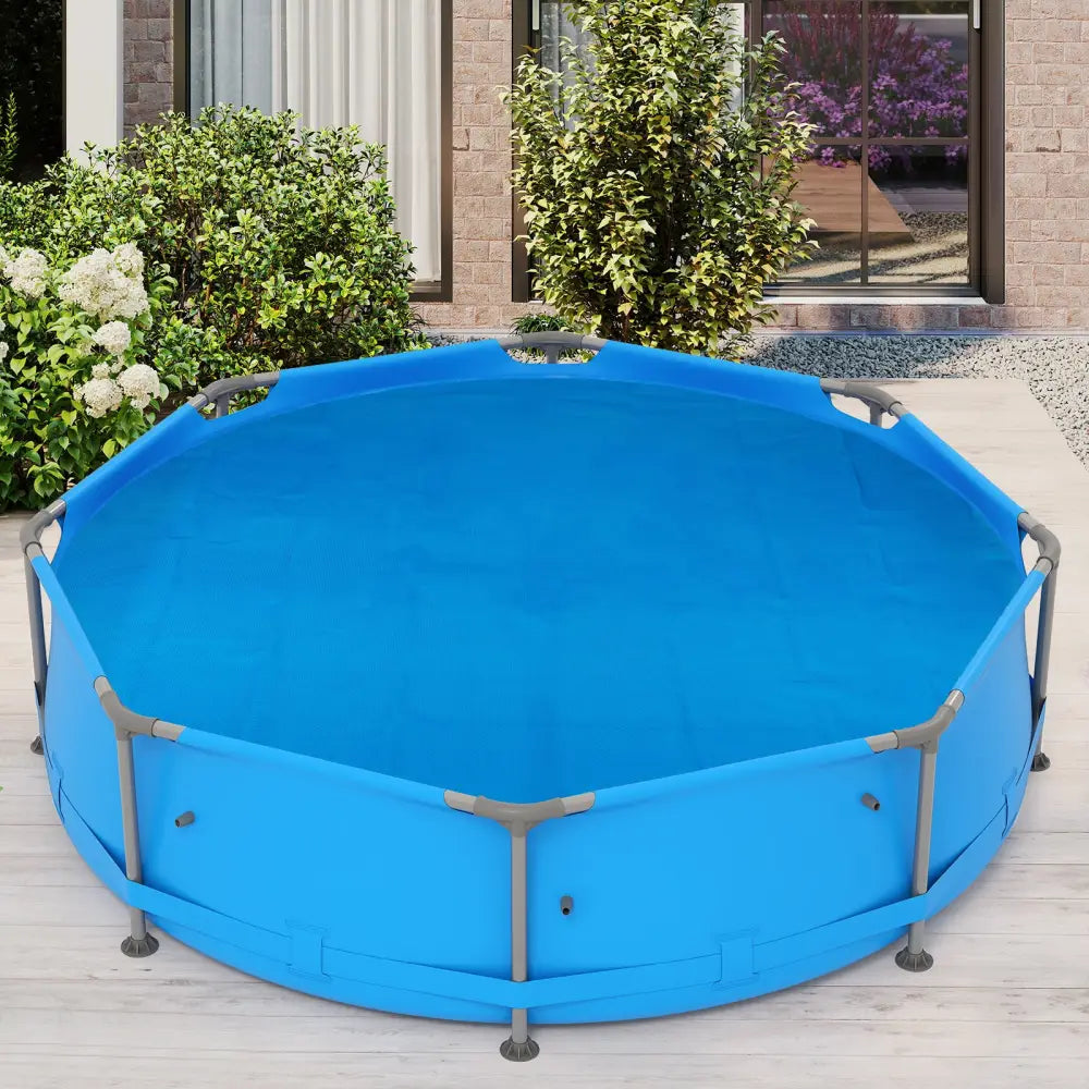 12ft x 30in Round Above Ground Swimming Pool with 12 ft Pool Cover - Blue - Swimming Pools