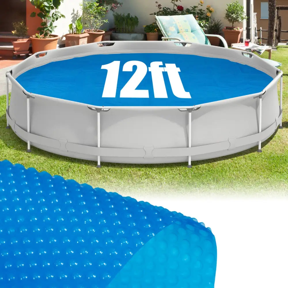 12ft x 30in Round Above Ground Swimming Pool with 12 ft Pool Cover - Blue - Swimming Pools