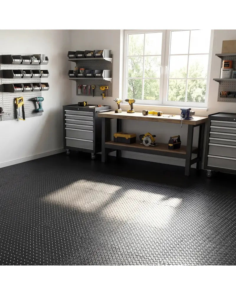 12Tiles 1/2’’ Puzzle Exercise Floor Mats-Black - Black - Yoga Accessories