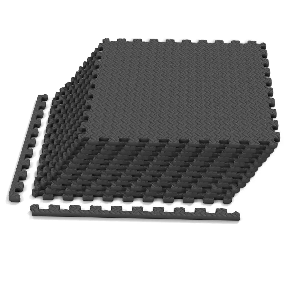 12Tiles 1/2’’ Puzzle Exercise Floor Mats-Black - Black - Yoga Accessories