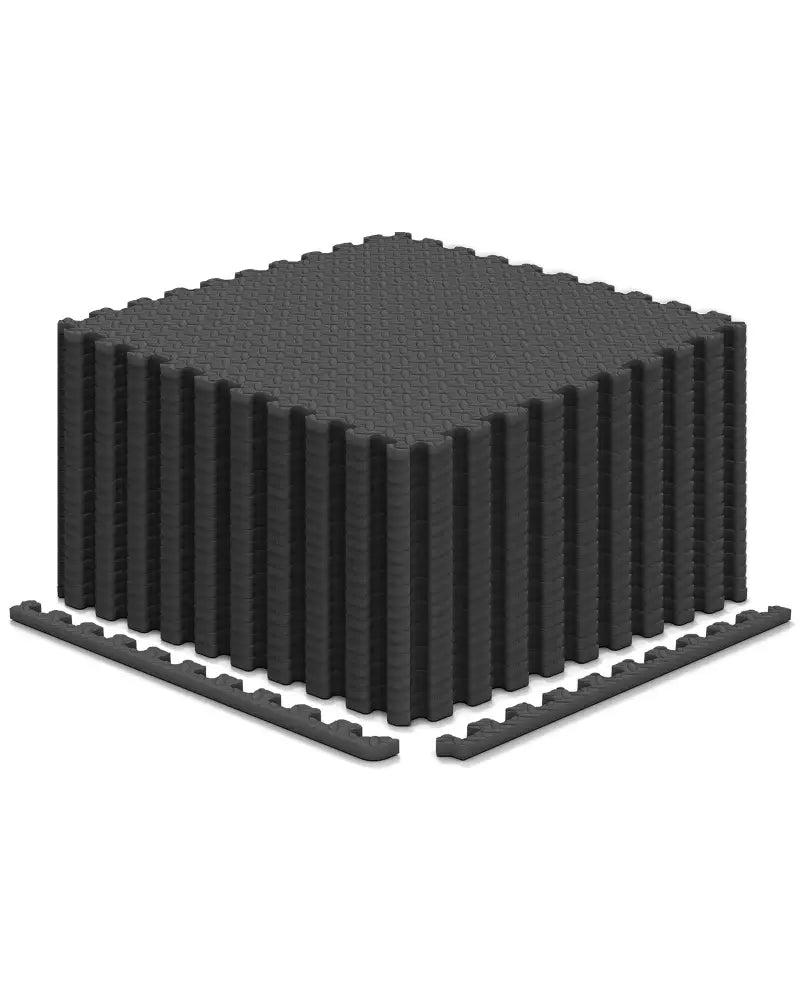 12Tiles 1/2’’ Puzzle Exercise Floor Mats-Black - Black - Yoga Accessories