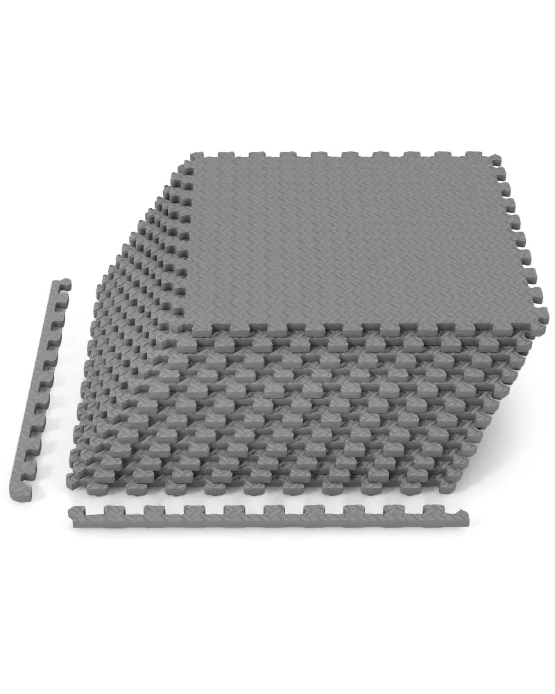 12Tiles 1/2’’ Puzzle Exercise Floor Mats-Gray - Gray - Yoga Accessories