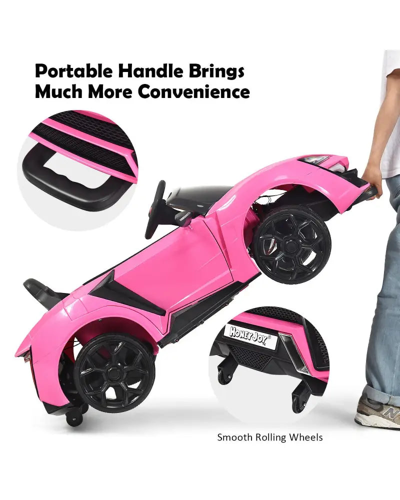 12V 2.4G RC Electric Vehicle with Lights-Pink - Pink - Powered Ride On Toys