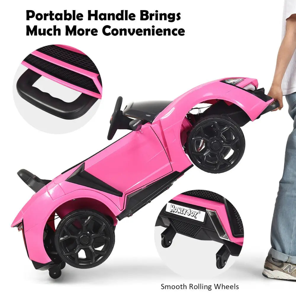 12V 2.4G RC Electric Vehicle with Lights-Pink - Pink - Powered Ride On Toys