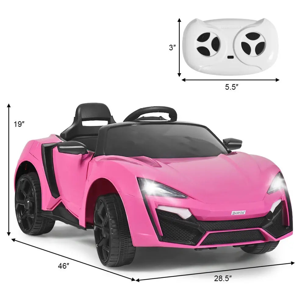 12V 2.4G RC Electric Vehicle with Lights-Pink - Pink - Powered Ride On Toys