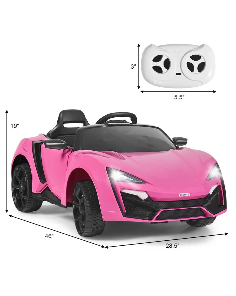 12V 2.4G RC Electric Vehicle with Lights-Pink - Pink - Powered Ride On Toys