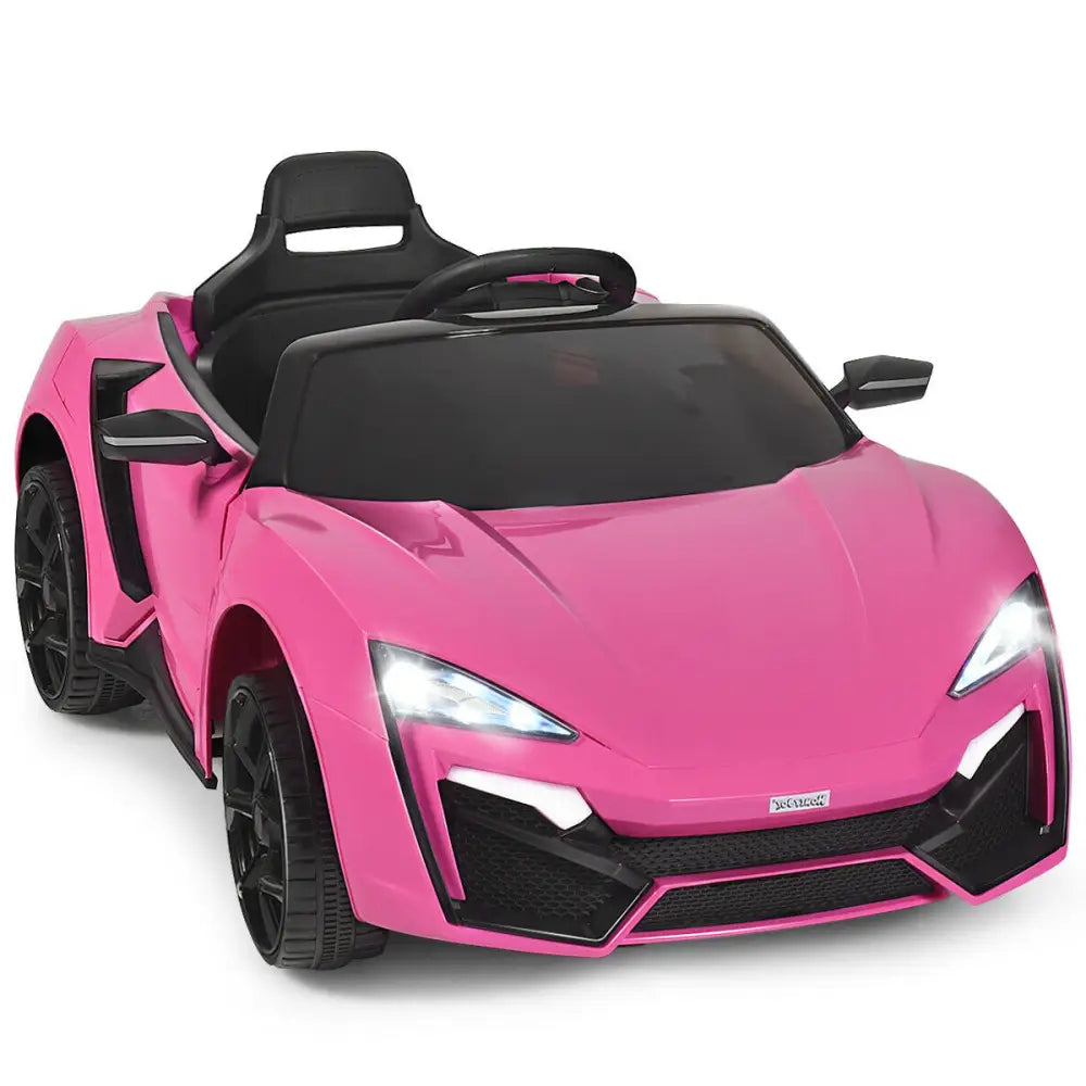 12V 2.4G RC Electric Vehicle with Lights-Pink - Pink - Powered Ride On Toys