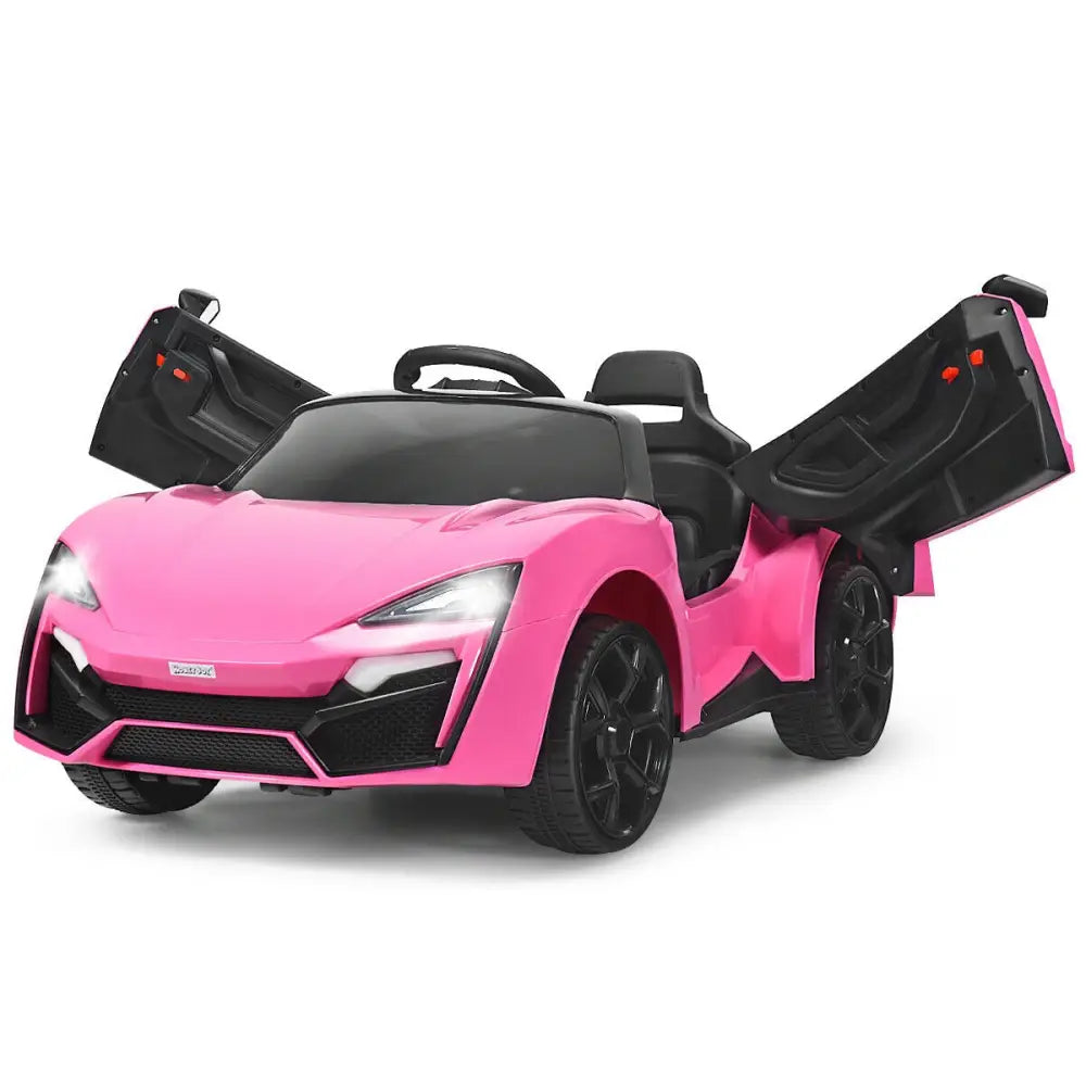 12V 2.4G RC Electric Vehicle with Lights-Pink - Pink - Powered Ride On Toys