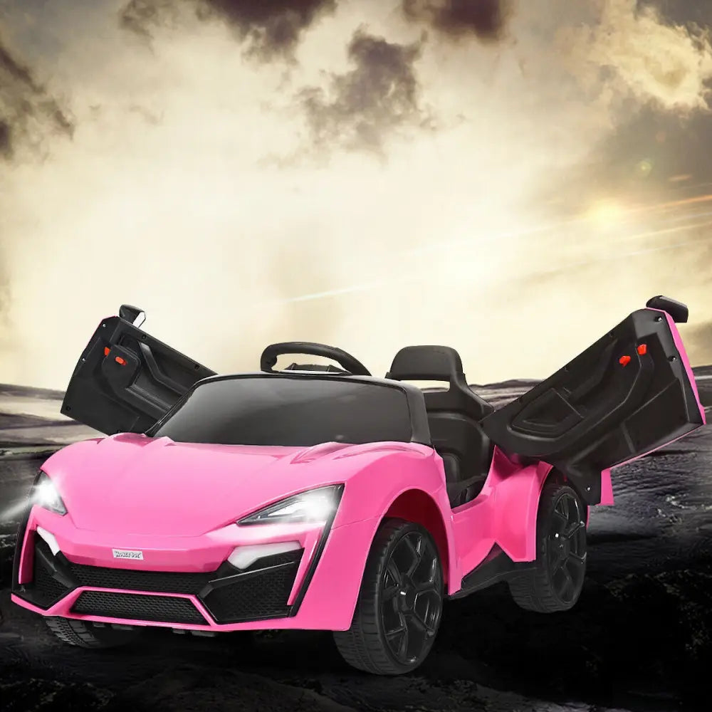 12V 2.4G RC Electric Vehicle with Lights-Pink - Pink - Powered Ride On Toys