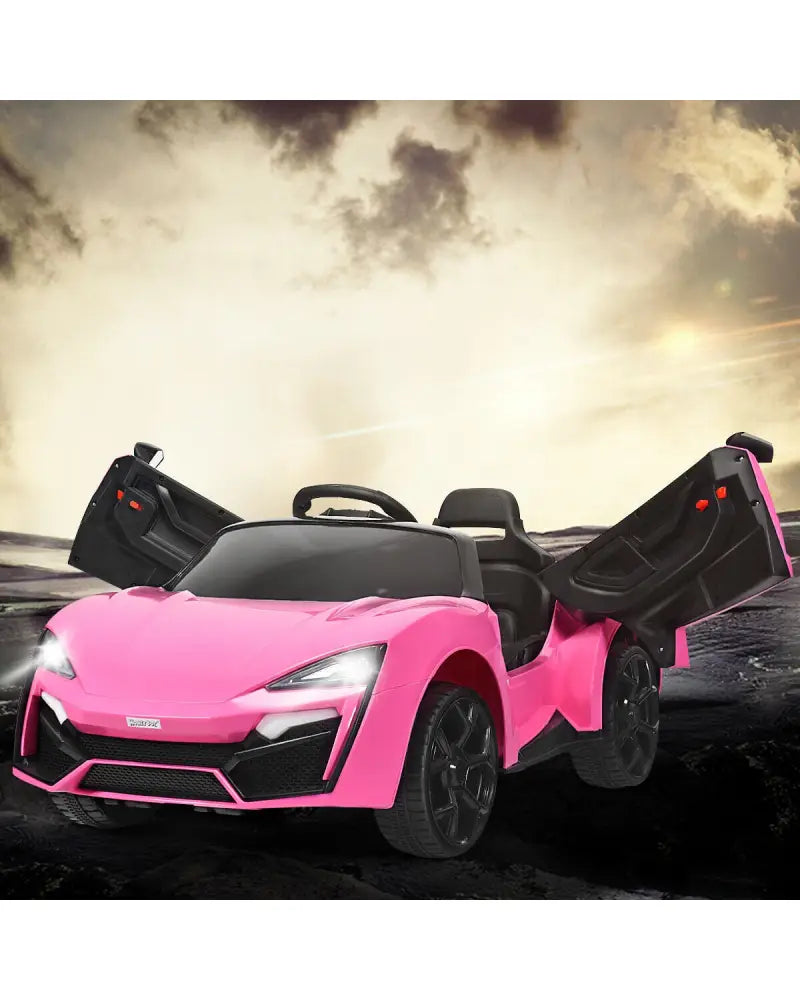 12V 2.4G RC Electric Vehicle with Lights-Pink - Pink - Powered Ride On Toys