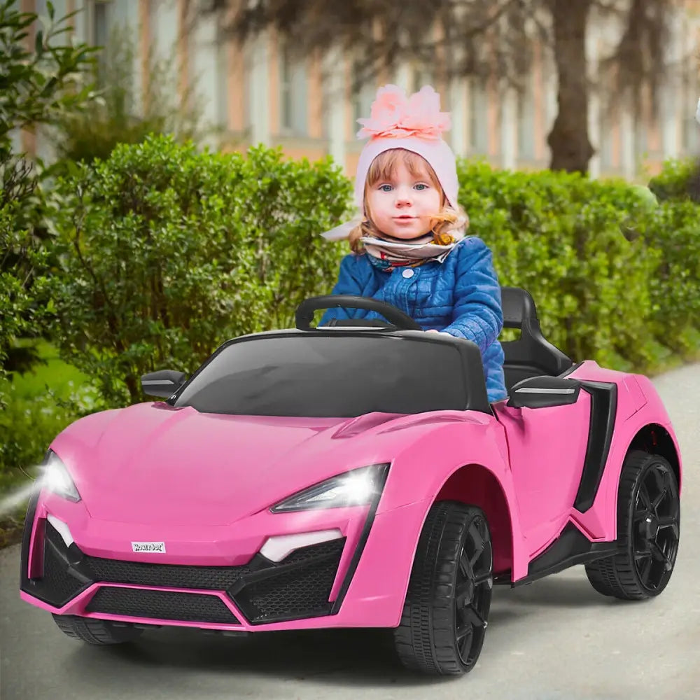 12V 2.4G RC Electric Vehicle with Lights-Pink - Pink - Powered Ride On Toys