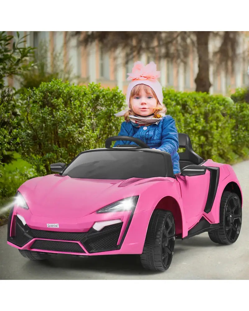 12V 2.4G RC Electric Vehicle with Lights-Pink - Pink - Powered Ride On Toys