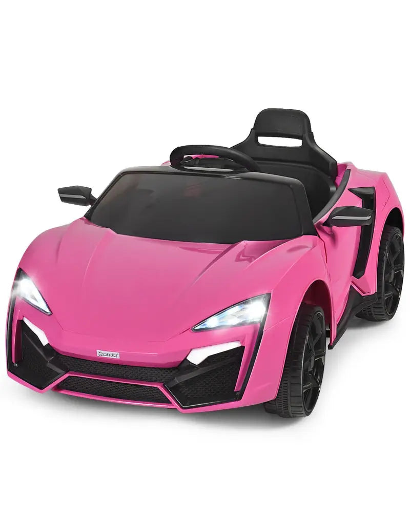 12V 2.4G RC Electric Vehicle with Lights-Pink - Pink - Powered Ride On Toys