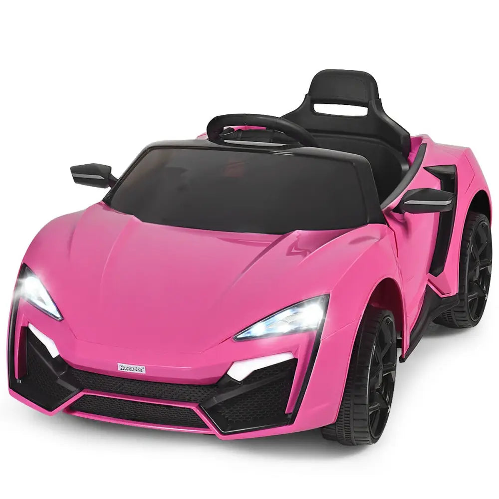 12V 2.4G RC Electric Vehicle with Lights-Pink - Pink - Powered Ride On Toys