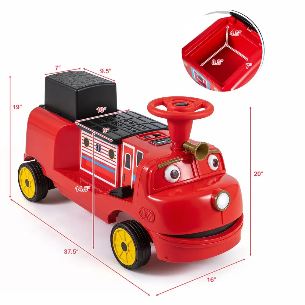 12V 2-Seater Kids Ride on Train with Height Adjustable Seat and Music Licensed Chuggington-Red - Red - Powered Ride