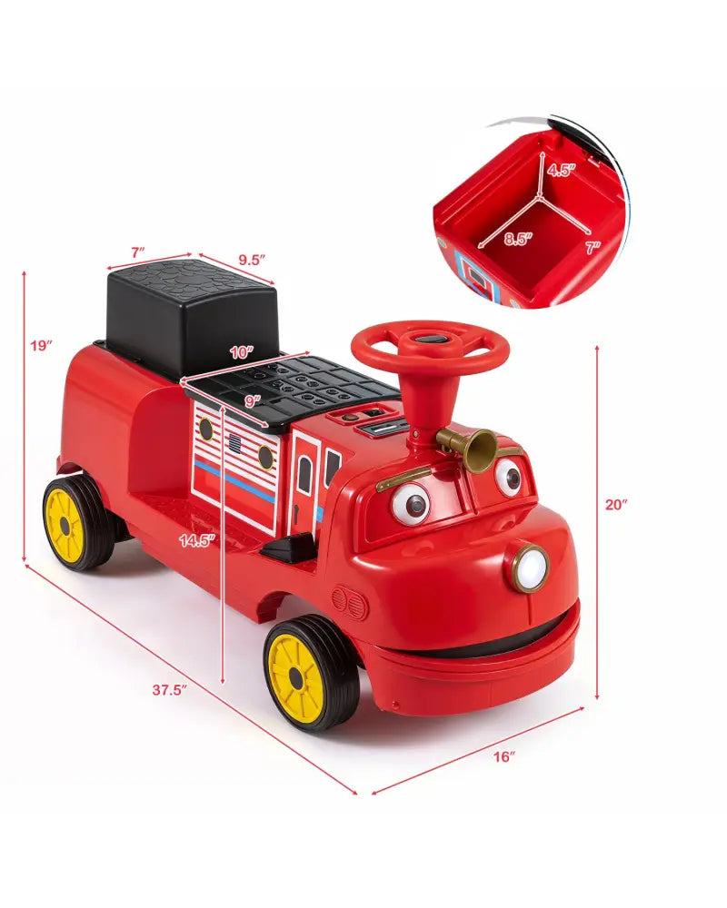 12V 2-Seater Kids Ride on Train with Height Adjustable Seat and Music Licensed Chuggington-Red - Red - Powered Ride