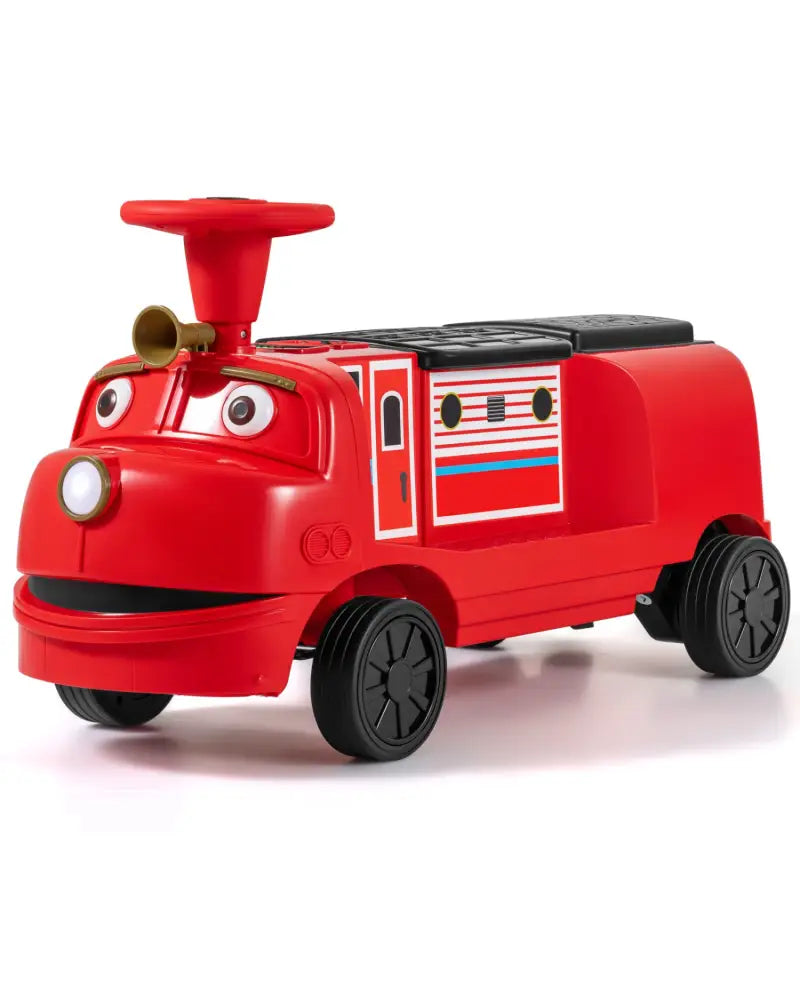 12V 2-Seater Kids Ride on Train with Height Adjustable Seat and Music Licensed Chuggington-Red - Red - Powered Ride