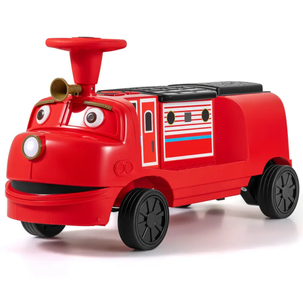 12V 2-Seater Kids Ride on Train with Height Adjustable Seat and Music Licensed Chuggington-Red - Red - Powered Ride