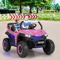 12V 2-Seater Kids Ride on UTV with Slow Start Function Music-Pink - Pink - Powered Ride On Toys
