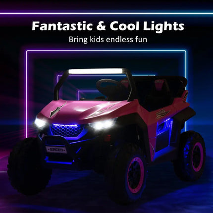 12V 2-Seater Kids Ride on UTV with Slow Start Function Music-Pink - Pink - Powered Ride On Toys