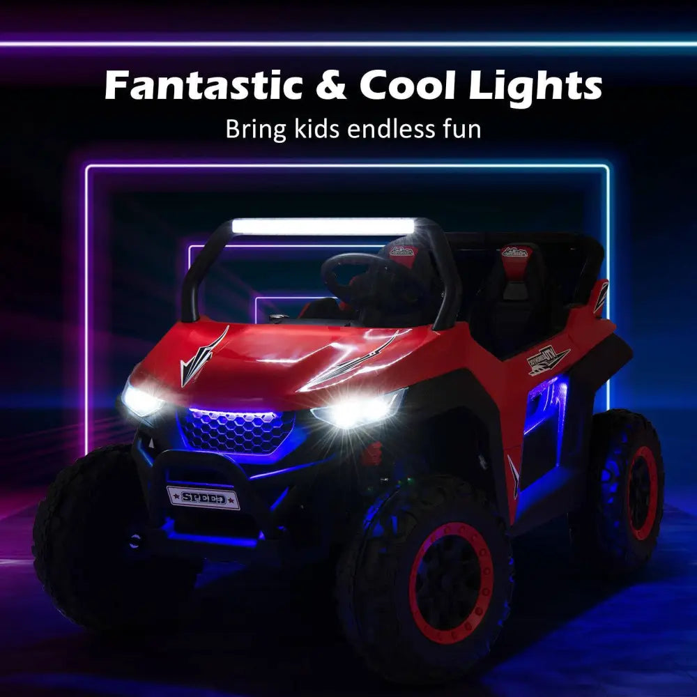 12V 2-Seater Kids Ride on UTV with Slow Start Function Music-Red - Red - Powered Ride On Toys