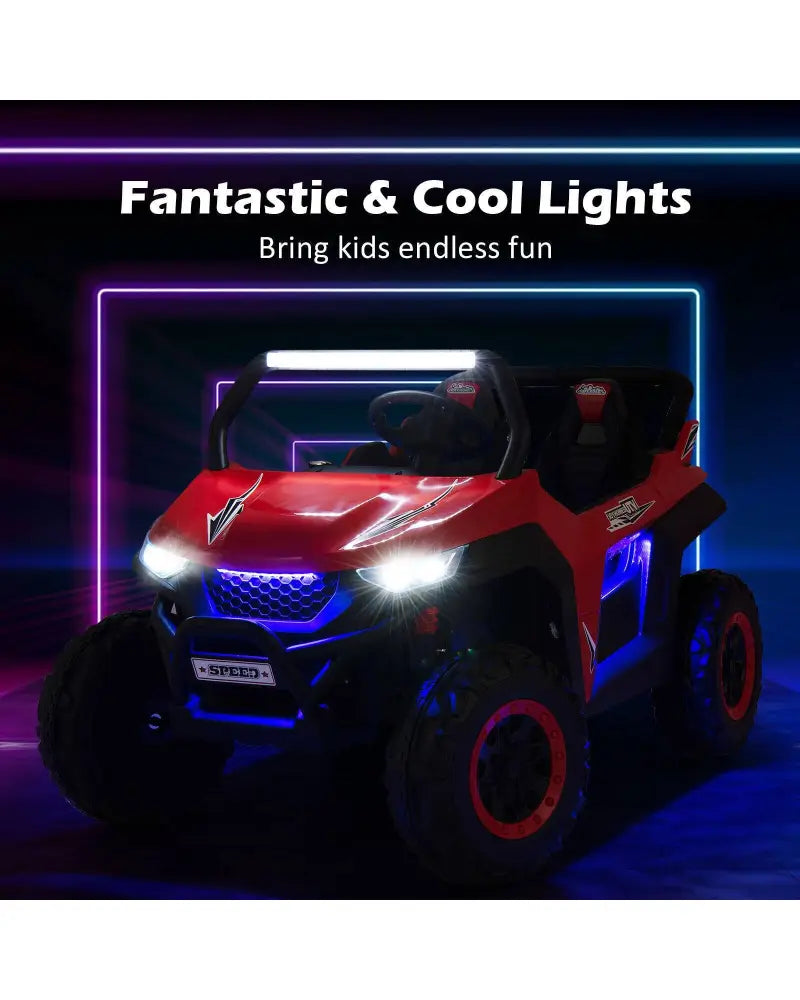 12V 2-Seater Kids Ride on UTV with Slow Start Function Music-Red - Red - Powered Ride On Toys