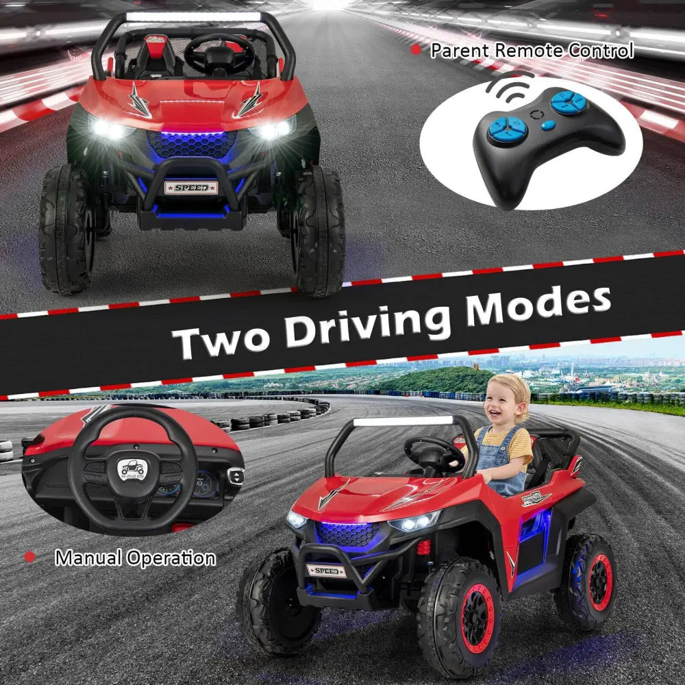 12V 2-Seater Kids Ride on UTV with Slow Start Function Music-Red - Red - Powered Ride On Toys