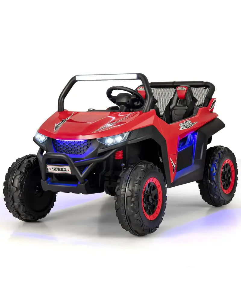 12V 2-Seater Kids Ride on UTV with Slow Start Function Music-Red - Red - Powered Ride On Toys