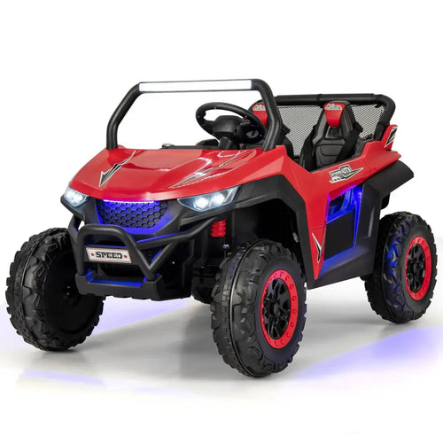 12V 2-Seater Kids Ride on UTV with Slow Start Function Music-Red - Red - Powered Ride On Toys