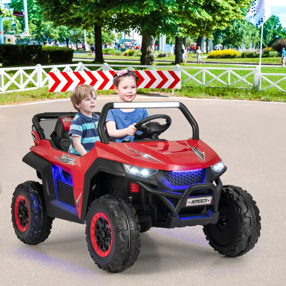 12V 2-Seater Kids Ride on UTV with Slow Start Function Music-Red - Red - Powered Ride On Toys
