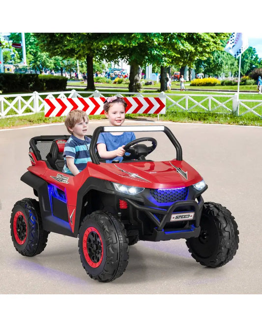 12V 2-Seater Kids Ride on UTV with Slow Start Function Music-Red - Red - Powered Ride On Toys