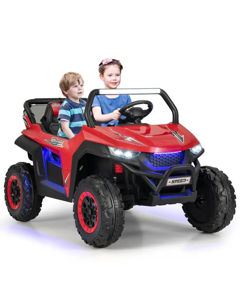 12V 2-Seater Kids Ride on UTV with Slow Start Function Music-Red - Red - Powered Ride On Toys