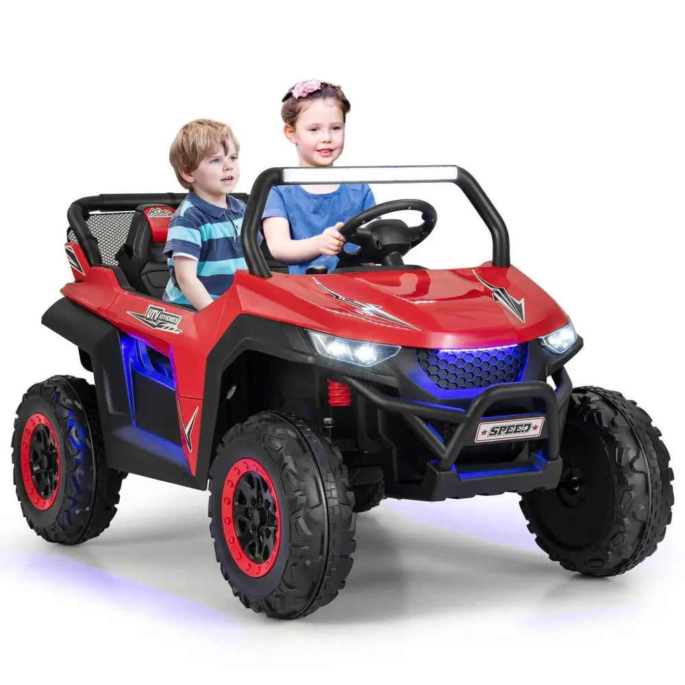 12V 2-Seater Kids Ride on UTV with Slow Start Function Music-Red - Red - Powered Ride On Toys