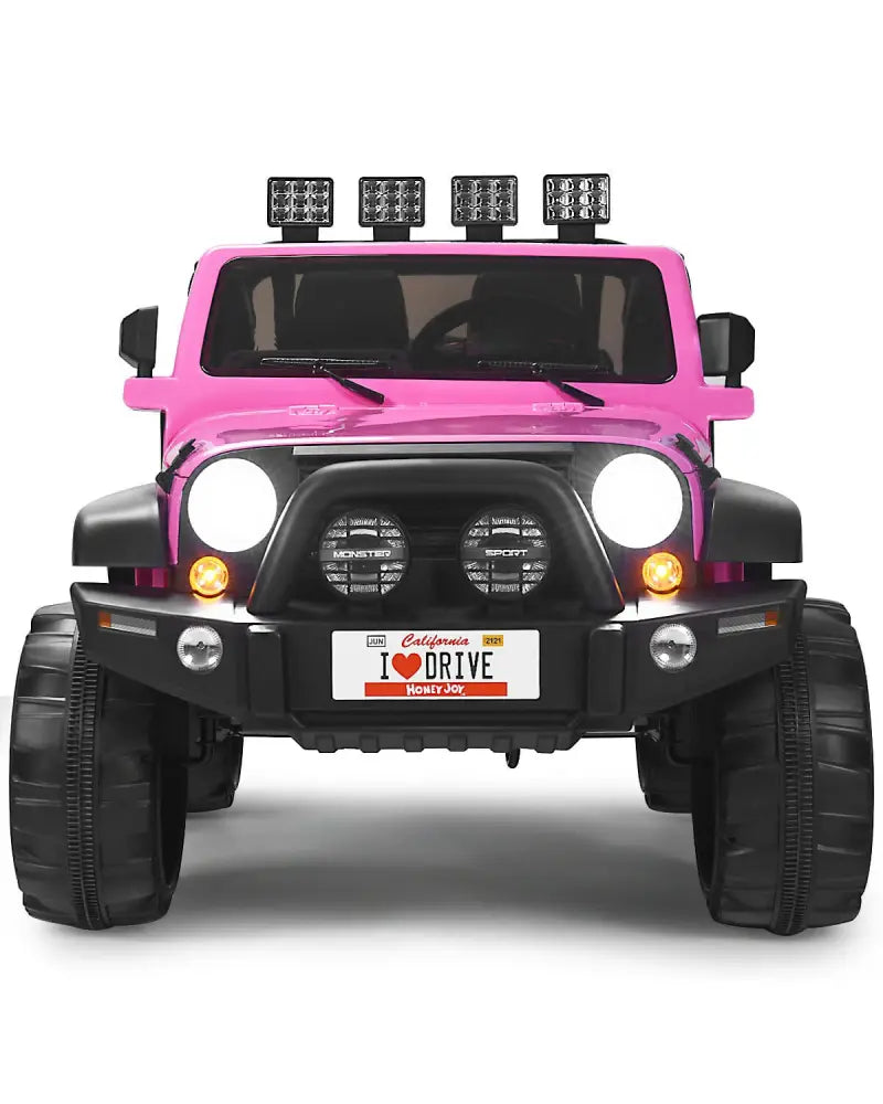 12V 2-Seater Ride on Car Truck with Remote Control and Storage Room-Pink - Pink - Powered Ride On Toys