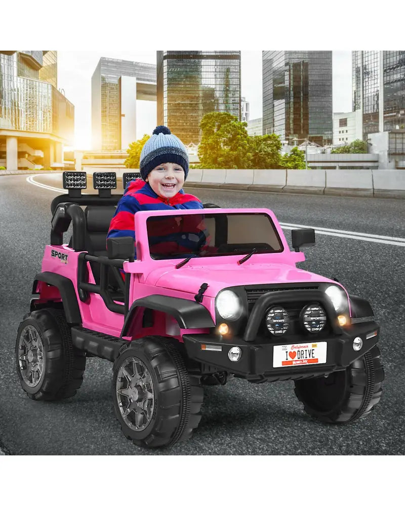 12V 2-Seater Ride on Car Truck with Remote Control and Storage Room-Pink - Pink - Powered Ride On Toys