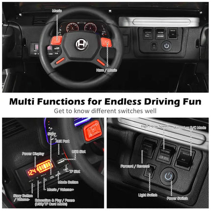 12V 2-Seater Ride on Car Truck with Remote Control and Storage Room-Black - Black - Powered Ride On Toys